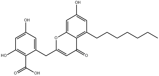 4724-05-4 2-[(5-Heptyl-7-hydroxy-4-oxo-4H-1-benzopyran-2-yl)methyl]-4,6-dihydroxybenzoic acid