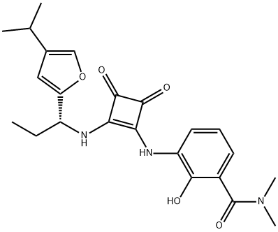 3-[[3-[(DIMETHYLAMINO)CARBONYL]-2-HYDROXYPHENYL]AMINO]-4-[[(R)-1-(4-ISOPROPYLFURAN-2-YL)PROPYL]AMINO]CYCLOBUT-3-ENE-1,2-DIONE Structure