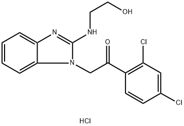 Ethanone,  1-(2,4-dichlorophenyl)-2-[2-[(2-hydroxyethyl)amino]-1H-benzimidazol-1-yl]-,  monohydrochloride  (9CI) 化学構造式