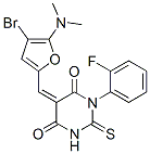 4,6(1H,5H)-Pyrimidinedione,  5-[[4-bromo-5-(dimethylamino)-2-furanyl]methylene]-1-(2-fluorophenyl)dihydro-2-thioxo- 结构式