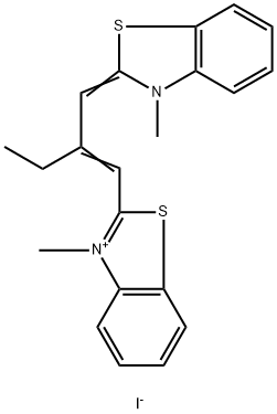 3-methyl-2-[2-[(3-methyl-3H-benzothiazol-2-ylidene)methyl]but-1-enyl]benzothiazolium iodide 化学構造式