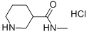 N-メチル-3-ピペリジンカルボキサミド塩酸塩 化学構造式