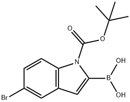 1-BOC-5-ブロモインドール-2-ボロン酸 化学構造式