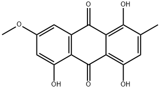 1,4,5-トリヒドロキシ-7-メトキシ-2-メチル-9,10-アントラセンジオン 化学構造式
