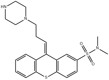 (9E)-N,N-dimethyl-9-(3-piperazin-1-ylpropylidene)thioxanthene-2-sulfon amide Struktur