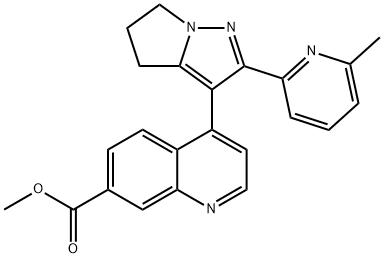 7-Quinolinecarboxylic acid, 4-[5,6-dihydro-2-(6-Methyl-2-pyridinyl)-4H-pyrrolo[1,2-b]pyrazol-3-yl]-, Methyl ester 结构式