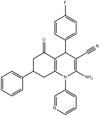 2-amino-4-(4-fluorophenyl)-5-oxo-7-phenyl-1-(3-pyridinyl)-1,4,5,6,7,8-hexahydro-3-quinolinecarbonitrile Structure