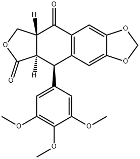 (5R)-5β-(3,4,5-トリメトキシフェニル)-5,8,8aβ,9-テトラヒドロフロ[3',4':6,7]ナフト[2,3-d]-1,3-ジオキソール-6,9(5aαH)-ジオン 化学構造式