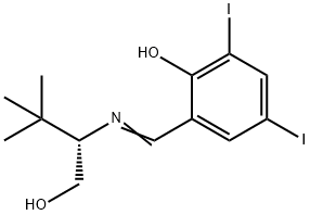 2-[[[(1S)-1-(羟甲基)-2,2-二甲基丙基]亚胺]甲基]-4,6-二碘苯酚, 477339-39-2, 结构式
