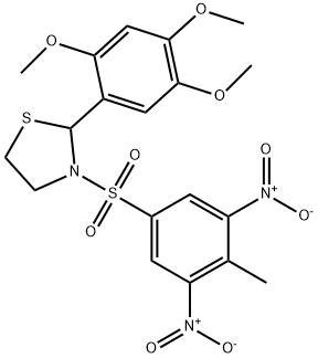 Thiazolidine, 3-[(4-methyl-3,5-dinitrophenyl)sulfonyl]-2-(2,4,5-trimethoxyphenyl)- (9CI) Structure