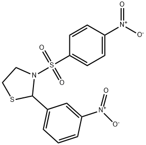 Thiazolidine, 2-(3-nitrophenyl)-3-[(4-nitrophenyl)sulfonyl]- (9CI) 化学構造式