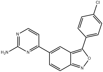 4-[3-(4-Chlorophenyl)-2,1-benzisoxazol-5-yl]-2-pyrimidinamine, 477845-12-8, 结构式