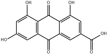 4,5,7-三羟基-9,10-二氧代-9,10-二氢蒽-2-羧酸,478-45-5,结构式