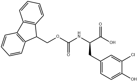 (R)-2-(((9H-fluoren-9-yl)methoxy)carbonylamino)-3-(3-chloro-4-hydroxyphenyl)propanoic acid 化学構造式