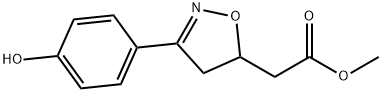 2-[3-(4-ヒドロキシフェニル)-4,5-ジヒドロイソオキサゾール-5-イル]酢酸メチル 化学構造式