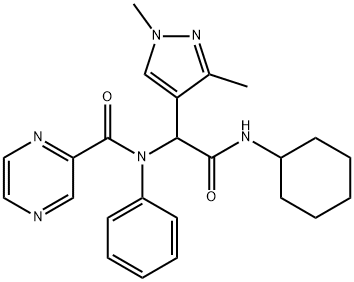 Pyrazinecarboxamide, N-[2-(cyclohexylamino)-1-(1,3-dimethyl-1H-pyrazol-4-yl)-2-oxoethyl]-N-phenyl- (9CI) 结构式