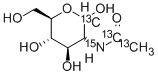 2-[1,2-13C2,15N]ACETAMIDO-2-DEOXY-D-[1-13C]GLUCOSE Struktur