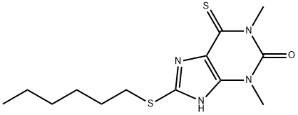 6,7-Dihydro-1,3-dimethyl-8-(hexylthio)-6-thioxo-1H-purin-2(3H)-one Structure