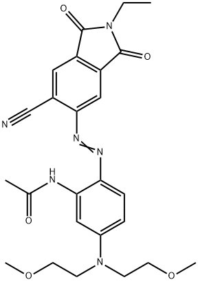 N-[5-[Bis-(2-methoxyethyl)amino]-2-[(6-cyano-2-ethyl-2,3-dihydro-1,3-dioxo-1H-isoindole-5-yl)azo]phenyl]acetamide Struktur