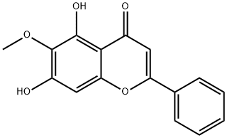 5,7-ジヒドロキシ-6-メトキシフラボン 化学構造式