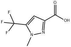 1-メチル-5-(トリフルオロメチル)-1H-ピラゾール-3-カルボン酸 化学構造式