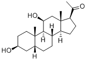 3β,11β-ジヒドロキシ-5β-プレグナン-20-オン 化学構造式