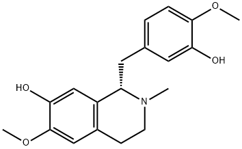 (S)-1,2,3,4-tetrahydro-1-[(3-hydroxy-4-methoxyphenyl)methyl]-6-methoxy-2-methylisoquinolin-7-ol Struktur