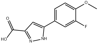 3-(3-FLUORO-4-METHOXYPHENYL)-1H-PYRAZOLE-5-CARBOXYLIC ACID, 485798-67-2, 结构式