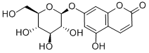 7-β-D-グルコピラノシルオキシ-8-ヒドロキシ-2H-1-ベンゾピラン-2-オン 化学構造式
