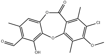 2-Chloro-6-hydroxy-3-methoxy-1,4,8-trimethyl-11-oxo-11H-dibenzo[b,e][1,4]dioxepin-7-carbaldehyde Structure