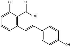 2-Hydroxy-6-[2-(4-hydroxyphenyl)vinyl]benzoic acid,491-79-2,结构式