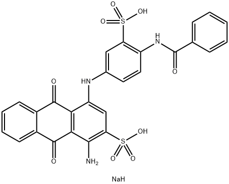 1-Amino-4-[[4-(benzoylamino)-3-sulfophenyl]amino]-9,10-dihydro-9,10-dioxo-2-anthracenesulfonic acid disodium salt 结构式