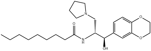 N-[(1R,2R)-1-(2,3-二氢苯并[B][1,4]二恶英-6-基)-1-羟基-3-(吡咯烷-1-基)丙-2-基]壬酰胺, 491833-30-8, 结构式