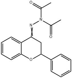 酢酸N-アセチル-N'-[(2,3-ジヒドロ-2-フェニル-4H-1-ベンゾピラン)-4-イリデン]ヒドラジド 化学構造式