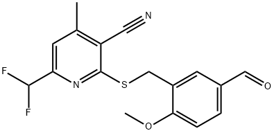 6-(DIFLUOROMETHYL)-2-[(5-FORMYL-2-METHOXYBENZYL)THIO]-4-METHYLNICOTINONITRILE|6-(二氟甲基)-2-[(5-甲酰-2-甲氧基苄基)硫代]-4-甲基氰吡啶