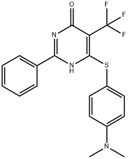 6-{[4-(DIMETHYLAMINO)PHENYL]SULFANYL}-2-PHENYL-5-(TRIFLUOROMETHYL)PYRIMIDIN-4-OL 结构式