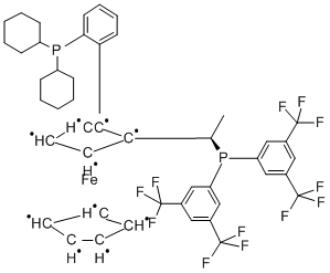 (R)-1-((R)-2-(2'-二环己基膦苯基)三戊铁基]乙基(双-3,5-三氟甲基苯基)膦,494227-32-6,结构式