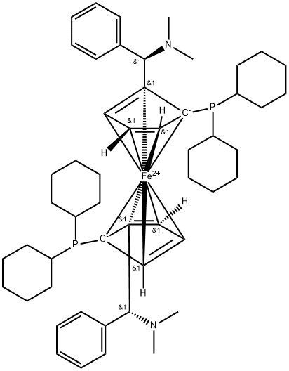 494227-35-9 (ΑR,ΑR)-2,2'-双(Α-N,N-二甲氨苯甲基)-(S,S)-1,1′-双(二环己磷氢)二茂铁