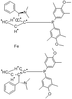 (ALPHAR,ALPHAR)-1,1'-BIS[ALPHA-(DIMETHYLAMINO)BENZYL]-(S,S)-2,2'-BIS[BIS(4-METHOXY-3,5-DIMETHYLPHENYL)PHOSPHINO]FERROCENE Structure