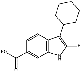 2-溴-3-环己基-1H-吲哚-6-羧酸,494799-76-7,结构式