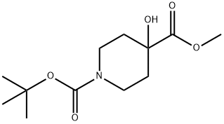 1-BOC-4-ヒドロキシピペリジン-4-カルボン酸メチル 化学構造式
