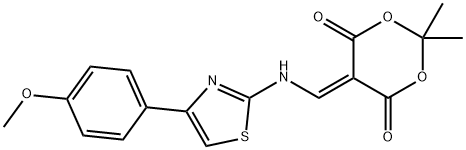 5-({[4-(4-methoxyphenyl)-1,3-thiazol-2-yl]amino}methylene)-2,2-dimethyl-1,3-dioxane-4,6-dione 化学構造式