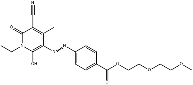 2-(2-methoxyethoxy)ethyl 4-[(5-cyano-1-ethyl-1,6-dihydro-2-hydroxy-4-methyl-6-oxopyridin-3-yl)azo]benzoate Struktur