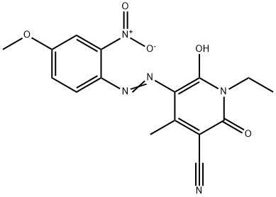 3-Pyridinecarbonitrile, 1-ethyl-1,2-dihydro-6-hydroxy-5-(4-methoxy-2-nitrophenyl)azo-4-methyl-2-oxo- 结构式
