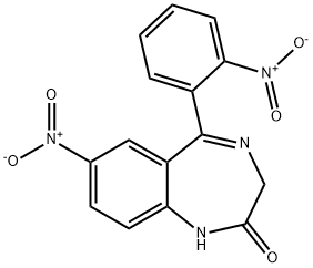 7-Nitro-1,3-dihydro-5-(2-nitrophenyl)-2H-1,4-benzodiazepine-2-one Structure