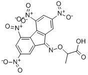 (+),(-)-A-2,4,5,7-TETRANITRO-9-FLUORENYLIDENEAMINOOXYPROPIONIC ACID 结构式