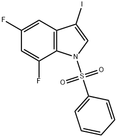1H-Indole, 5,7-difluoro-3-iodo-1-(phenylsulfonyl)- Struktur