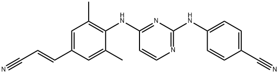 4-[[4-[[4-[(E)-2-cyanoethenyl]-2,6-dimethyl-phenyl]amino]pyrimidin-2-yl]amino]benzonitrile Struktur