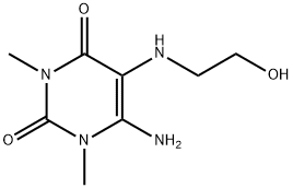 2,4(1H,3H)-Pyrimidinedione, 6-amino-5-[(2-hydroxyethyl)amino]-1,3-dimethyl- (9CI),500338-04-5,结构式