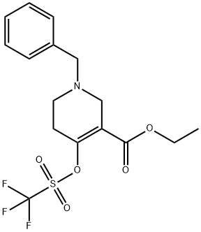 ethyl 1-benzyl-4-(((trifluoroMethyl)sulfonyl)oxy)-1,2,5,6-tetrahydropyridine-3-carboxylate Struktur